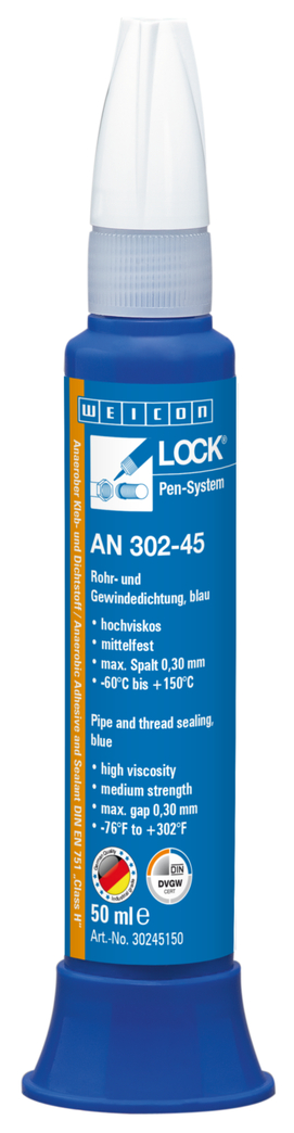 WEICONLOCK® AN 302-45 Etanchéité de Tuyaux et de Filetages | pour filetages grossiers, de résistance moyenne, avec homologation DVGW