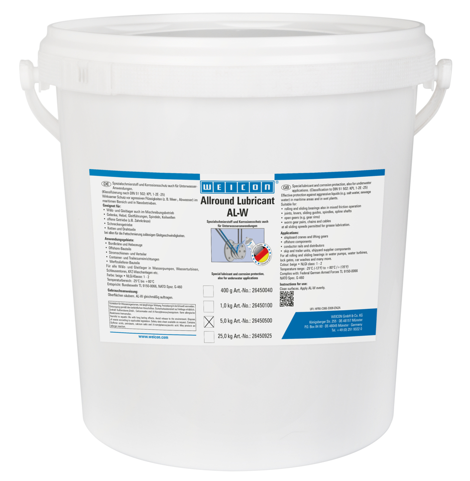 AL-W Graisse Haute Performance | Lubrifiant spécial également pour une utilisation sous l'eau AL-W Graisse Haute Performance | Lubrifiant spécial également pour une utilisation sous l'eau