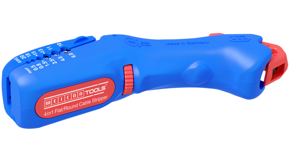 4 en 1 Couteau à dégainer | pour tous les câbles plats courants jusqu'à une largeur de 18 mm et tous les câbles ronds courants d'un diamètre de 6 à 13 mm