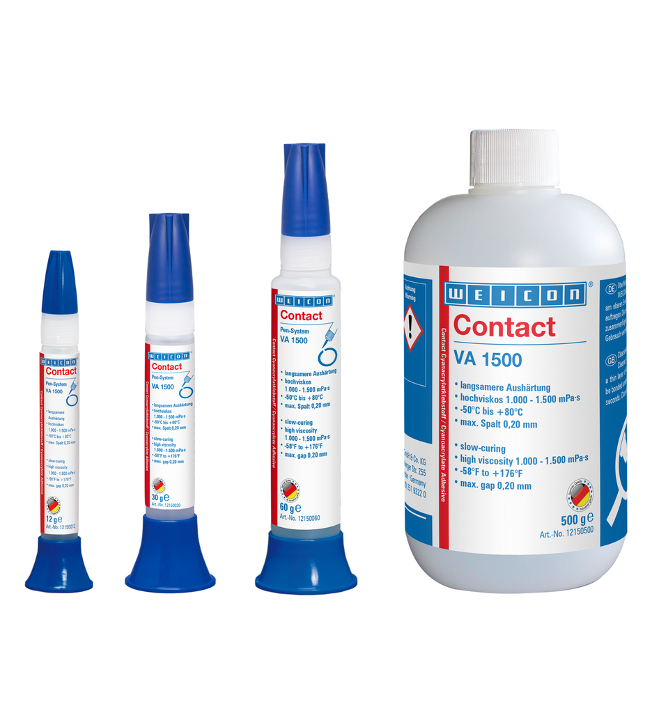 VA 1500 Adhésif Cyanoacrylate | Adhésif instantané pour caoutchouc, métal, matériaux absorbants et poreux