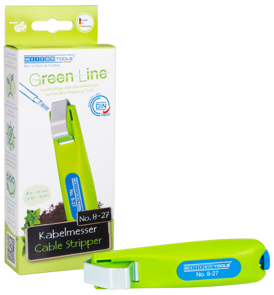 WEICON Couteau à dégainer No. 8-27 Green Line | capacité 8 - 28 mm Ø