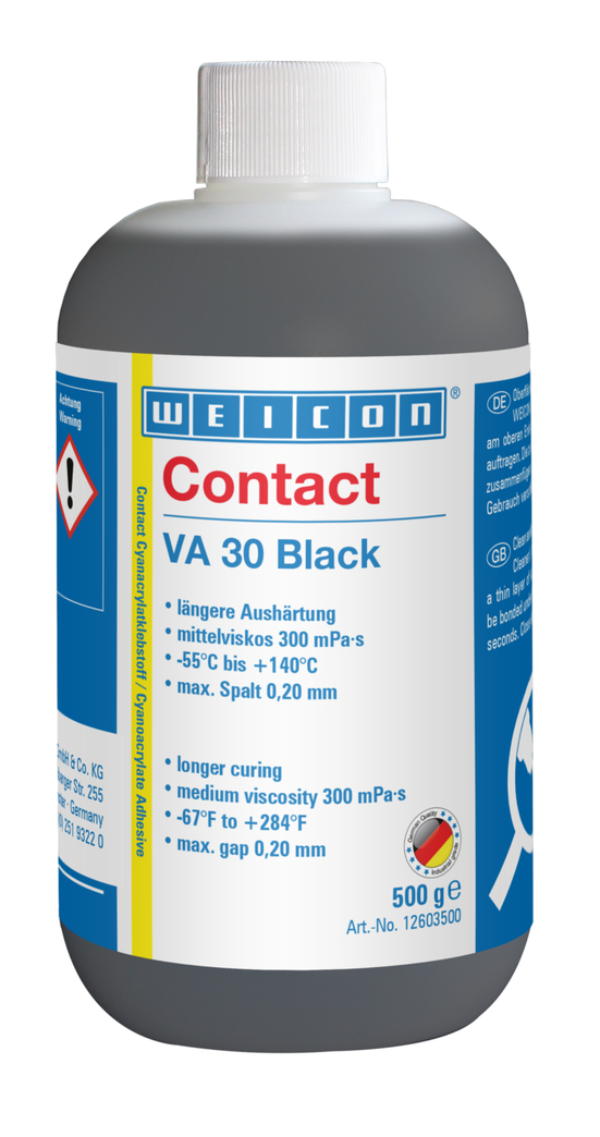 VA 30 Black Adhésif Cyanoacrylate | Adhésif instantané de viscosité moyenne, rempli de caoutchouc