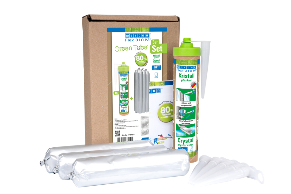 Flex 310 M® Cristal Polymère Hybride | Adhésif élastique à base de MS-polymère en presspack pour un travail sans fatigue Flex 310 M® Cristal Polymère Hybride | Adhésif élastique à base de MS-polymère en presspack pour un travail sans fatigue