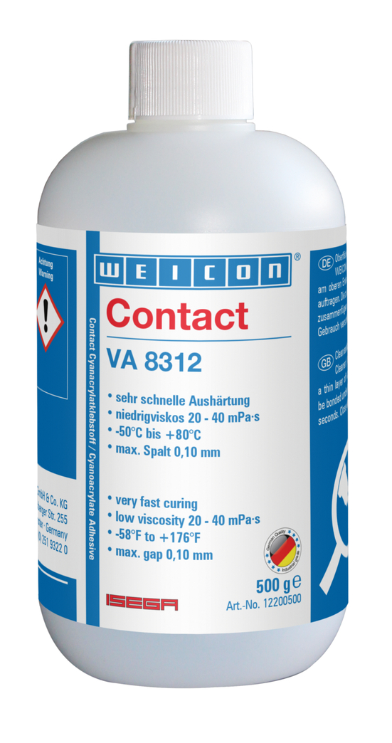 VA 8312 Adhésif Cyanoacrylate | Colle instantanée pour le secteur alimentaire ainsi que pour les élastomères EPDM et le caoutchouc