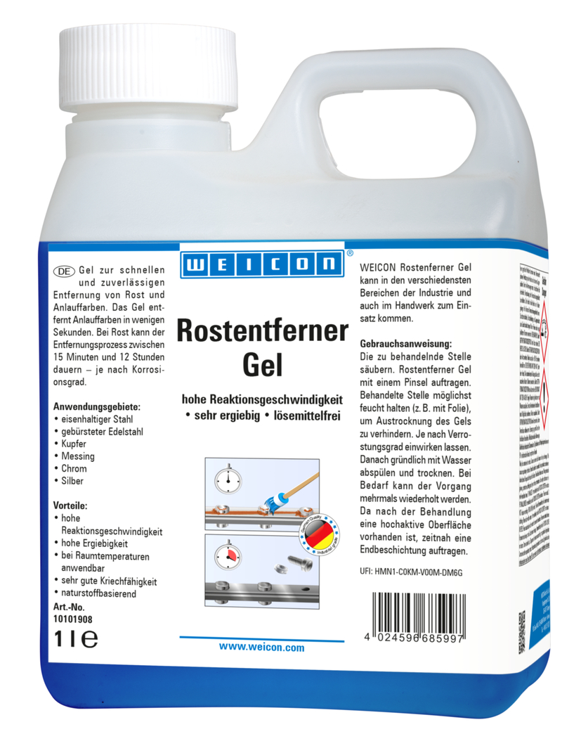 WEICON Décapant Rouille, Gel | Gel pour l'élimination rapide et fiable de la rouille et des couleurs de ternissement.
