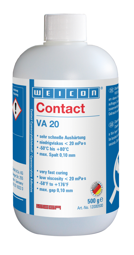 VA 20 Adhésif Cyanoacrylate | Colle instantanée pour le secteur alimentaire, le plastique et le caoutchouc VA 20 Adhésif Cyanoacrylate | Colle instantanée pour le secteur alimentaire, le plastique et le caoutchouc