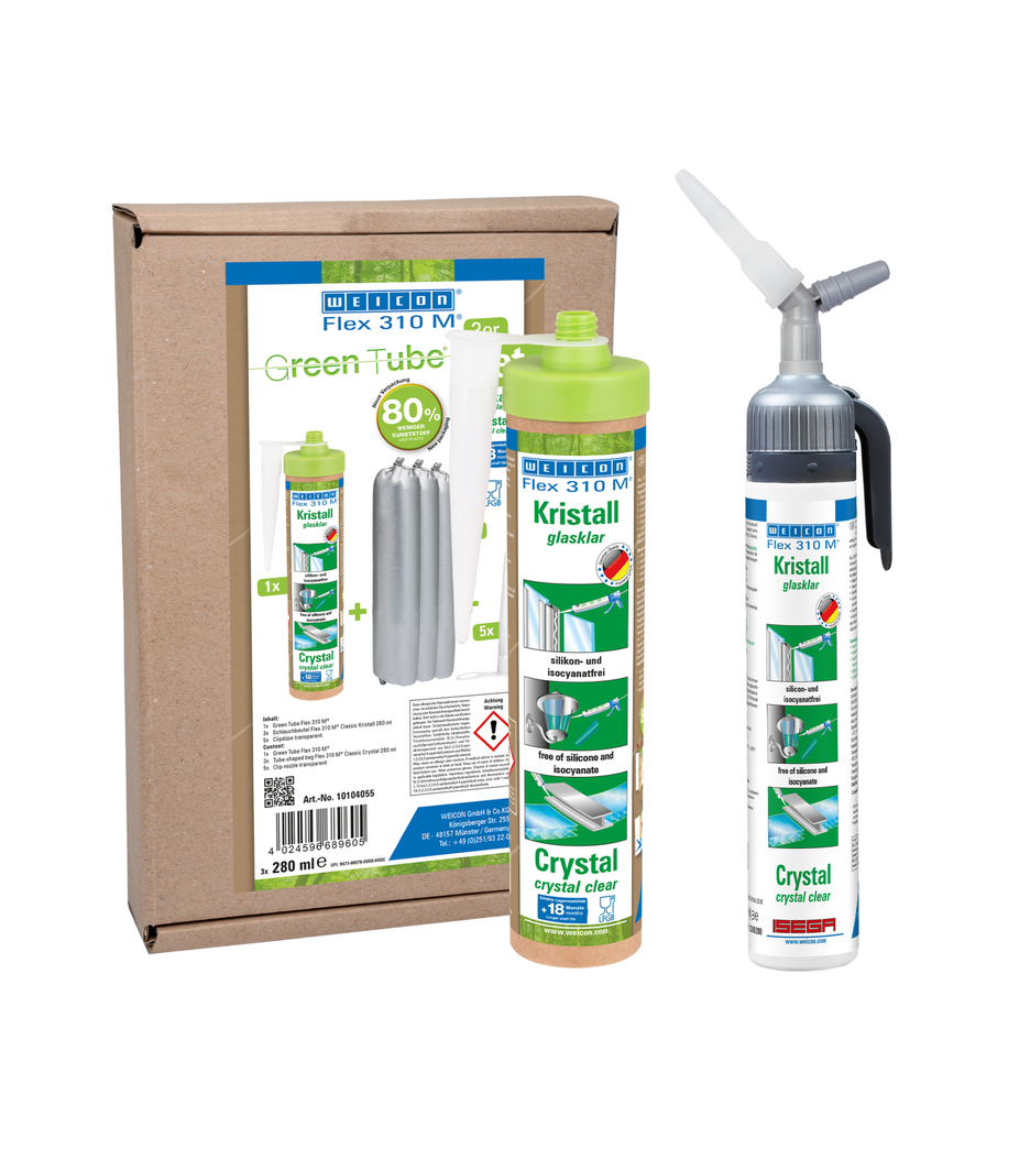 Flex 310 M® Cristal Polymère Hybride | Adhésif élastique à base de MS-polymère en presspack pour un travail sans fatigue