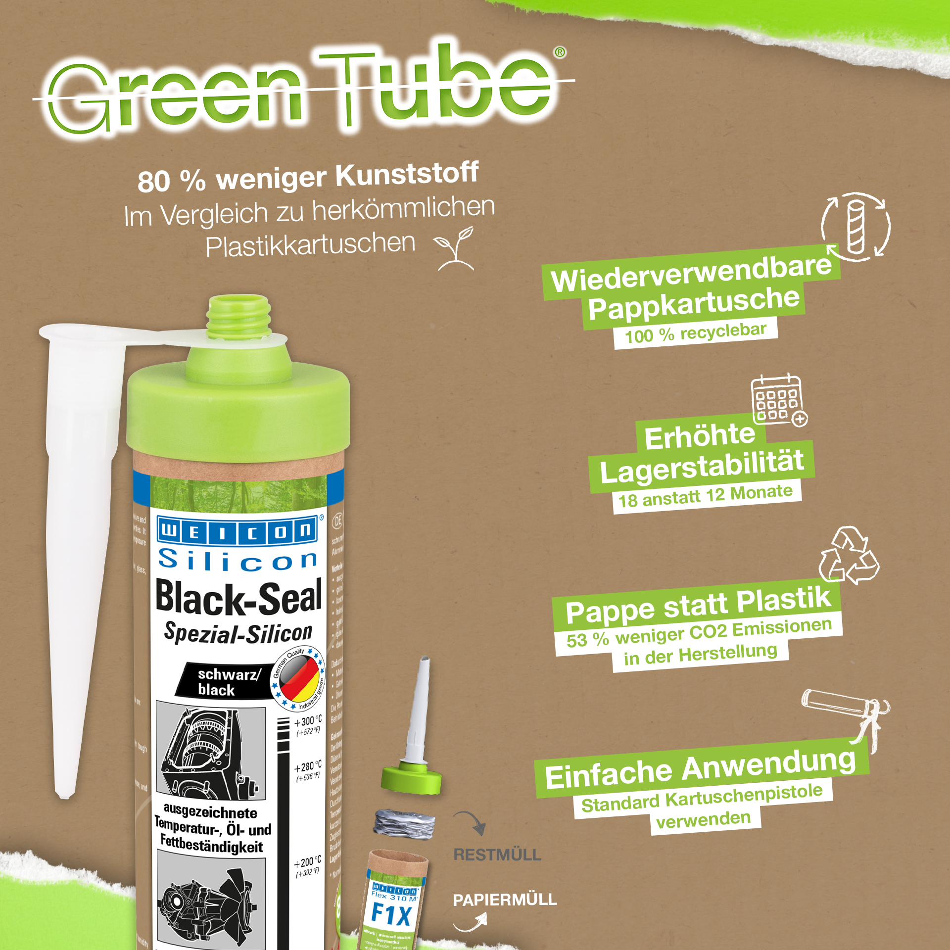 Black-Seal Silicone Spécial | Mastic d'étanchéité à élasticité permanente pour les zones résistantes à l'huile ou à la graisse