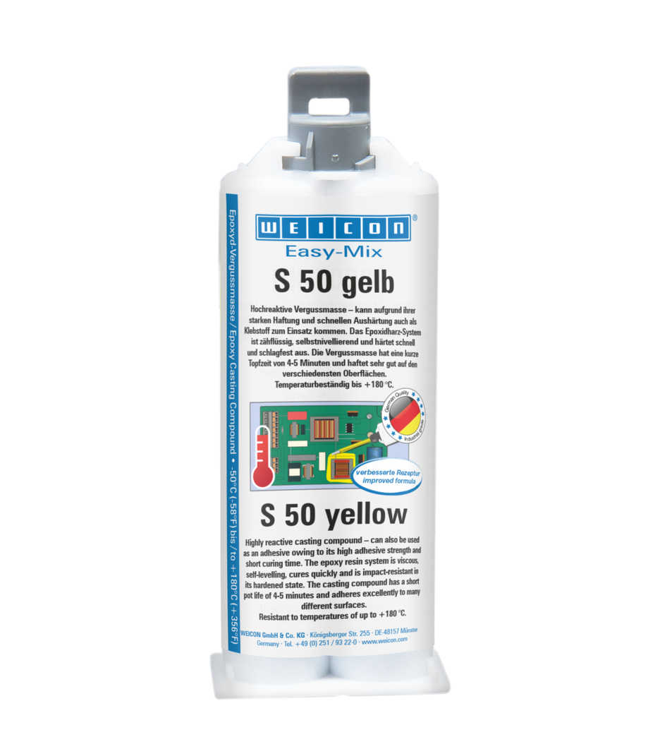 WEICON Easy-Mix S 50 jaune | Résine de coulée époxy résistante aux hautes températures