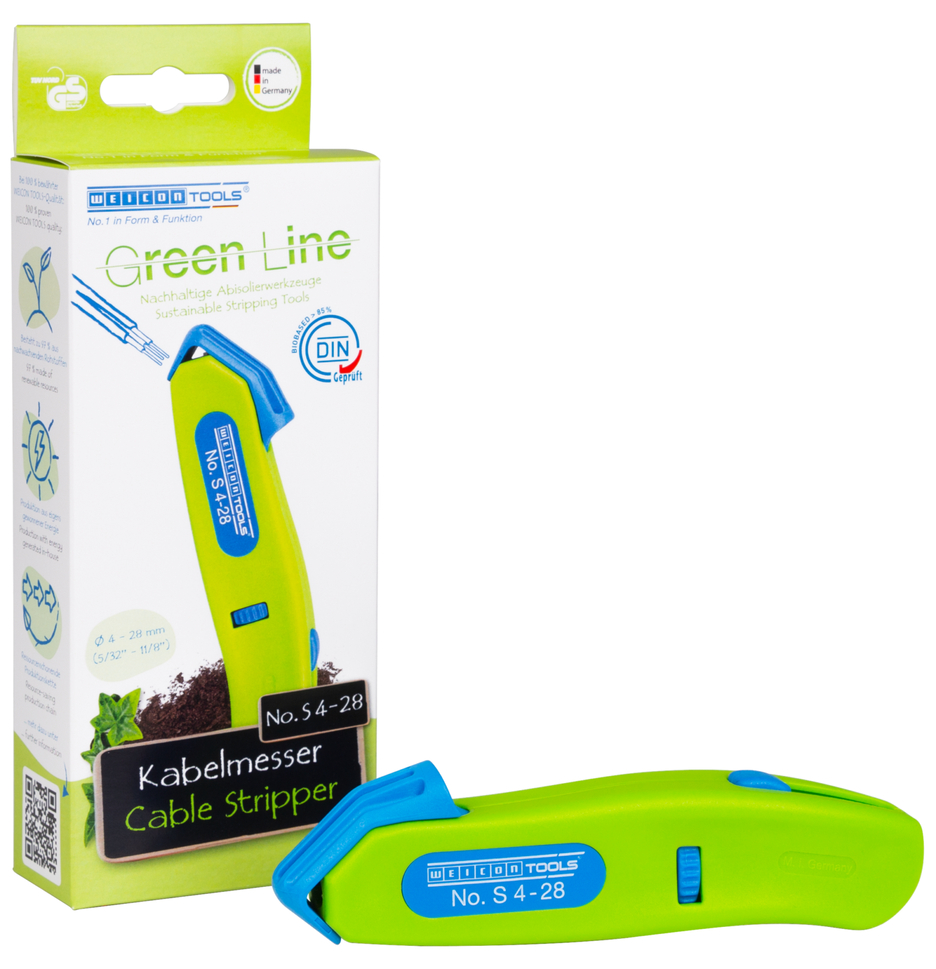 Couteau à dégainer 
No. S 4 - 28 Green Line | avec une lame crochue rétractable, capacité 4 - 28 mm Ø